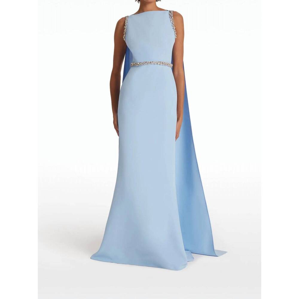 NEW SAFIYAA ginevra cape gown in soft sky